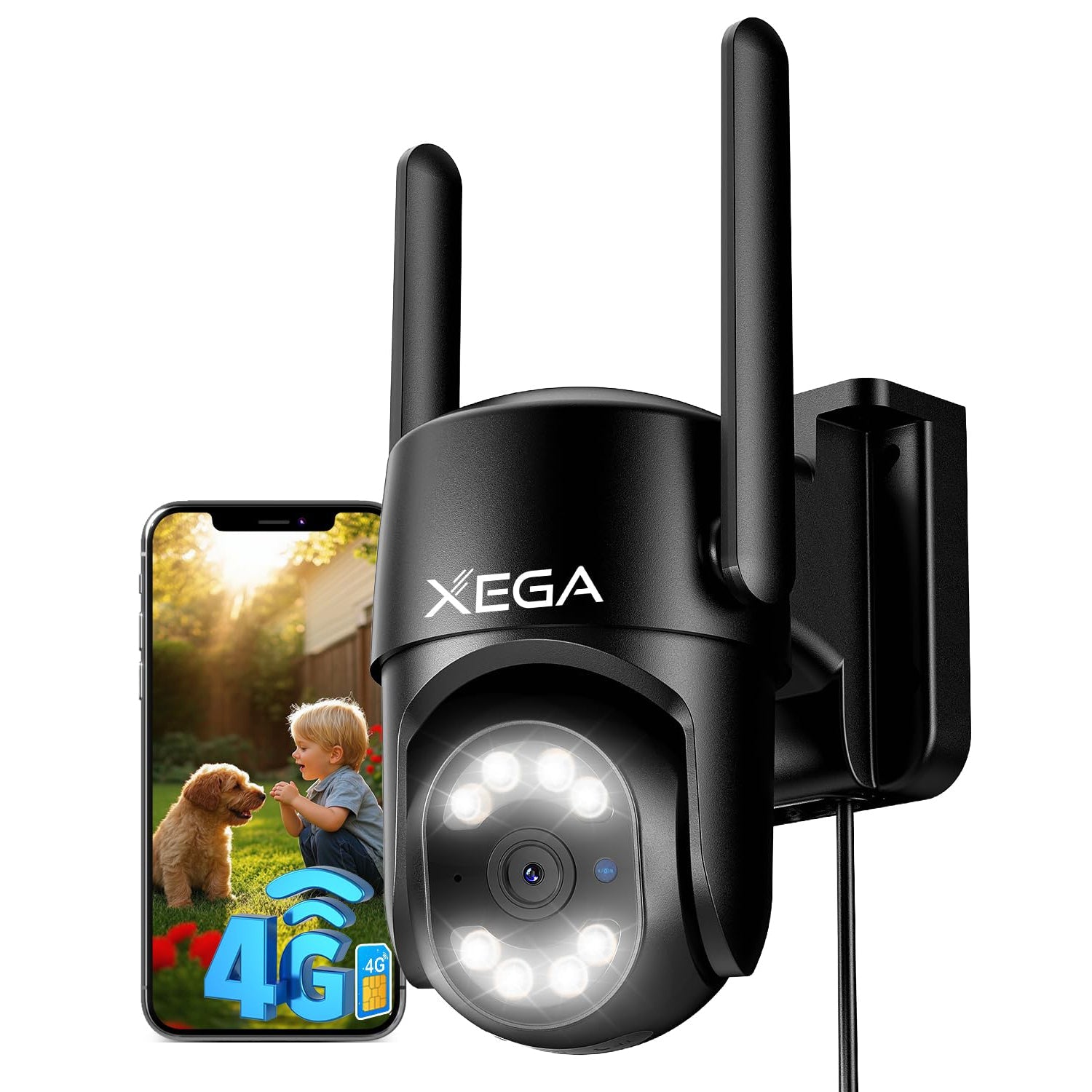 【2ᵉ article à seulement 19,99 €】Xega 4G LTE Caméra Surveillance avec Carte SIM【24/7 Enregistrement】, AI Détection Humaine Suivi