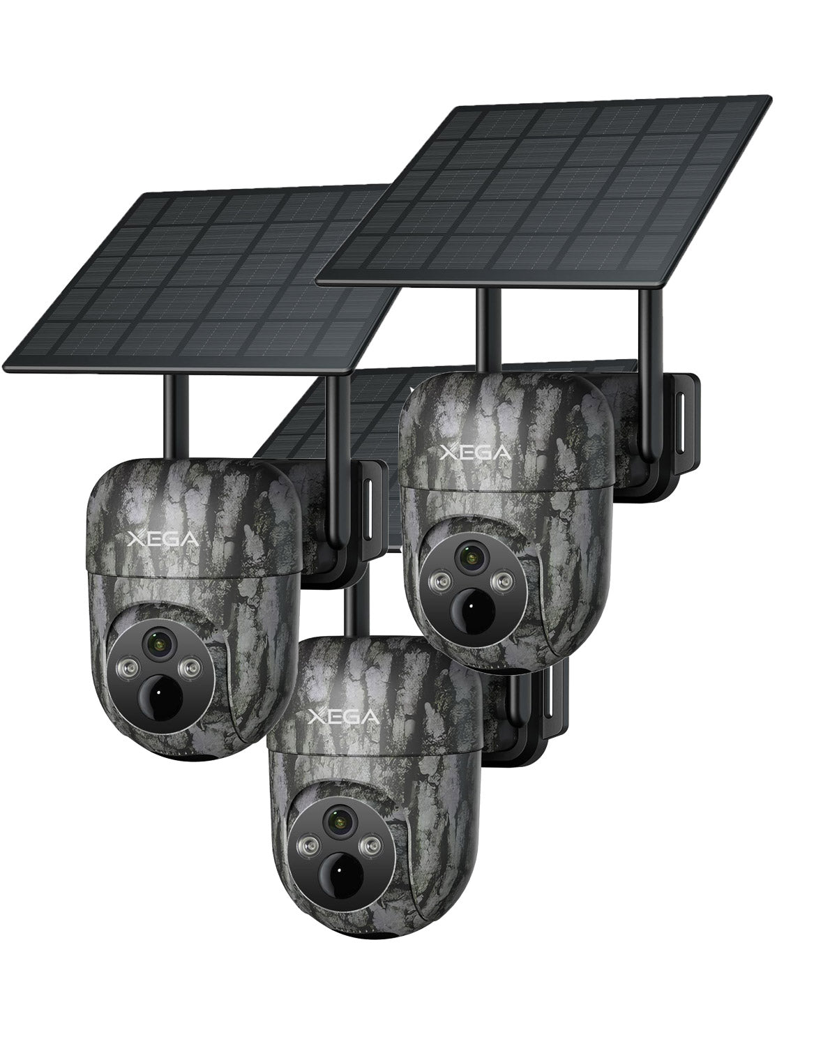 XEGA 4G LTE Camera de Chasse avec Carte Sim, 2K 3MP IP Caméra Solaire Extérieure sans Fil à Batterie, PTZ Projecteur/Sirène Détection de Mouvement Personnalisée