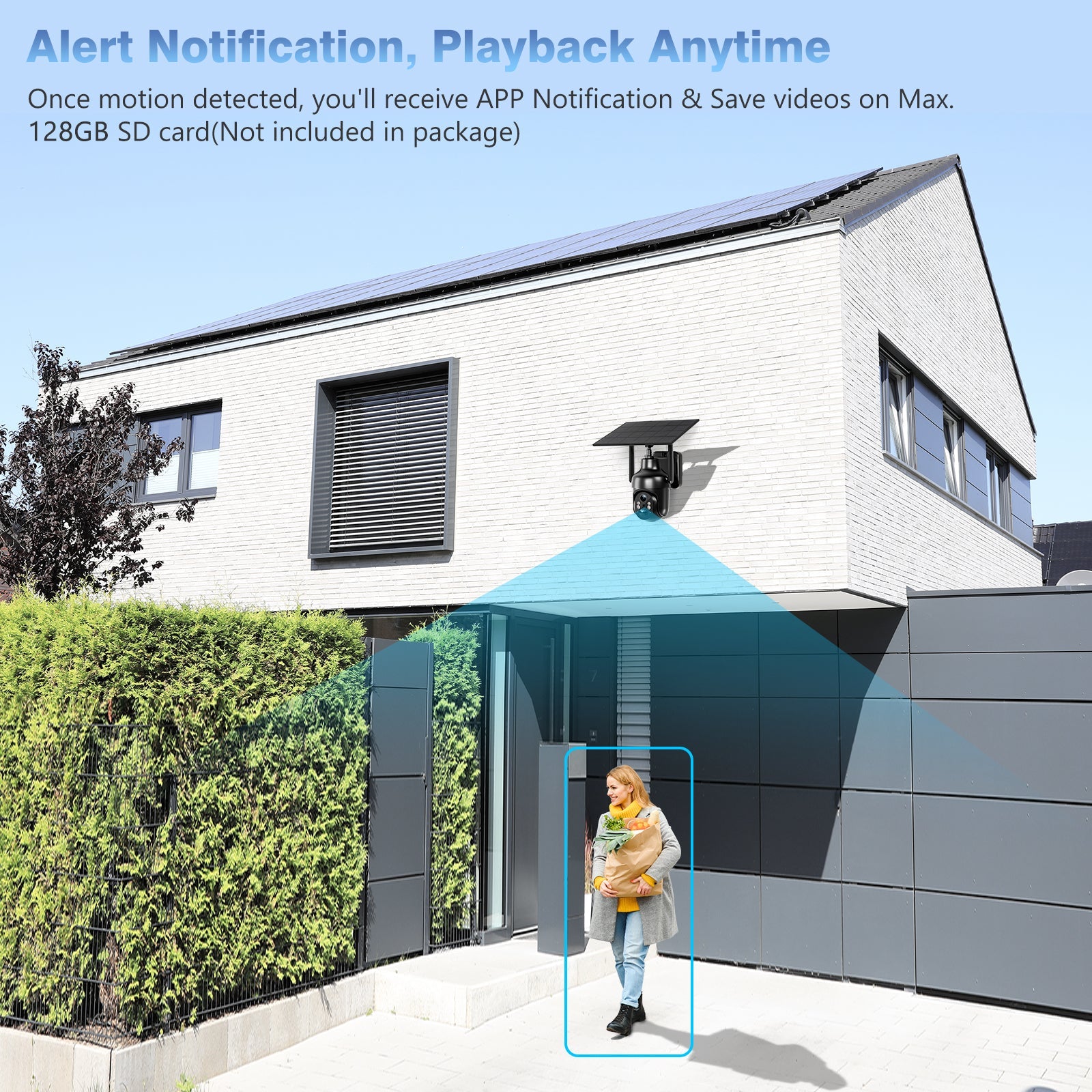 Xega HD PTZ Wireless Outdoor IP Camera Surveillance Rechargeable Battery with Solar Panel, IR Night Vision, 2-Way Audio, PIR Human Detection.