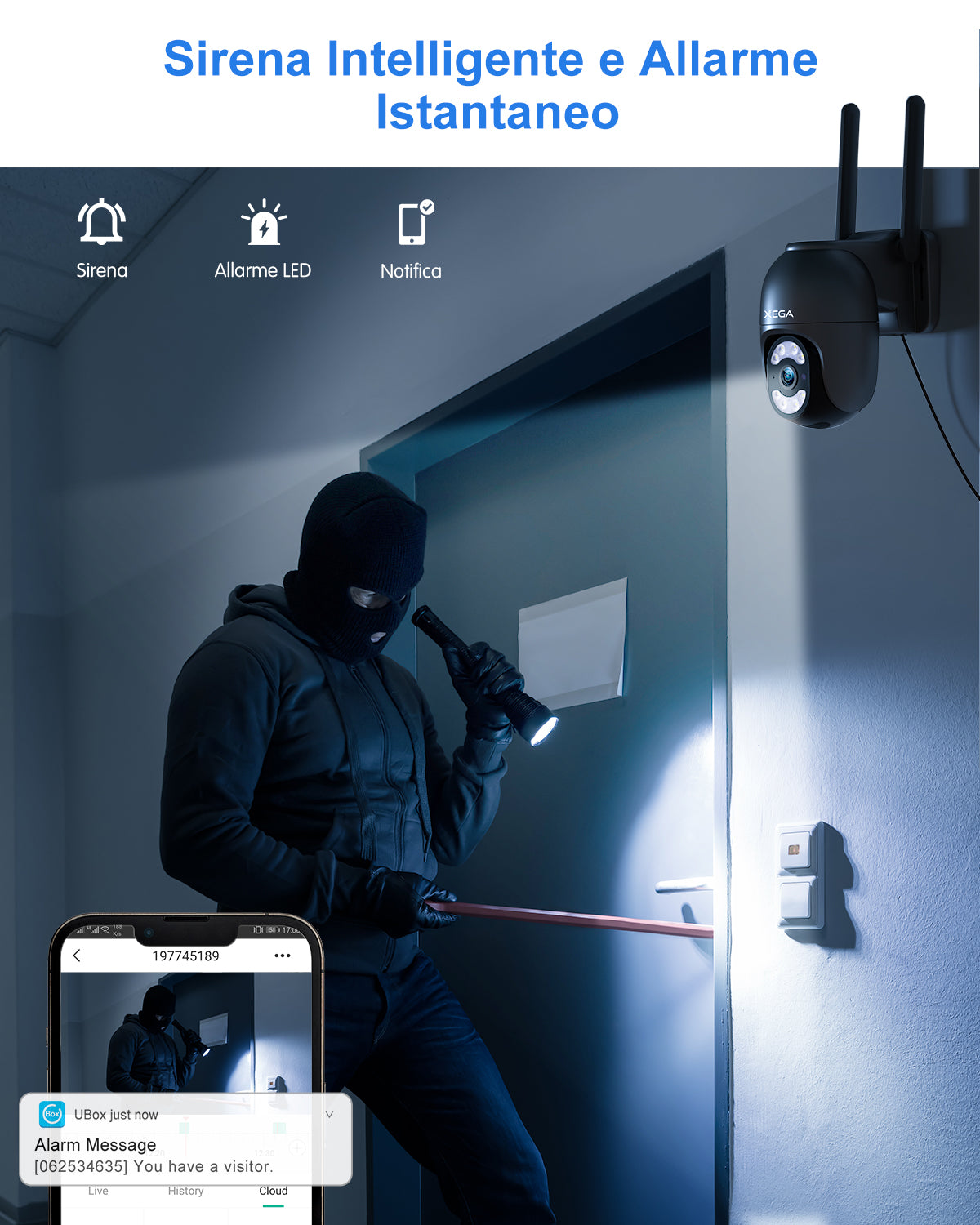 【2° articolo a soli 19,99 €】Xega Telecamera Cablata 4G Esterno Con SIM Registrazione 24/7 Senza WiFi | Tracciamento Automatico, 2K HD, Rotazione 355°/100°, Rilevamento Movimento