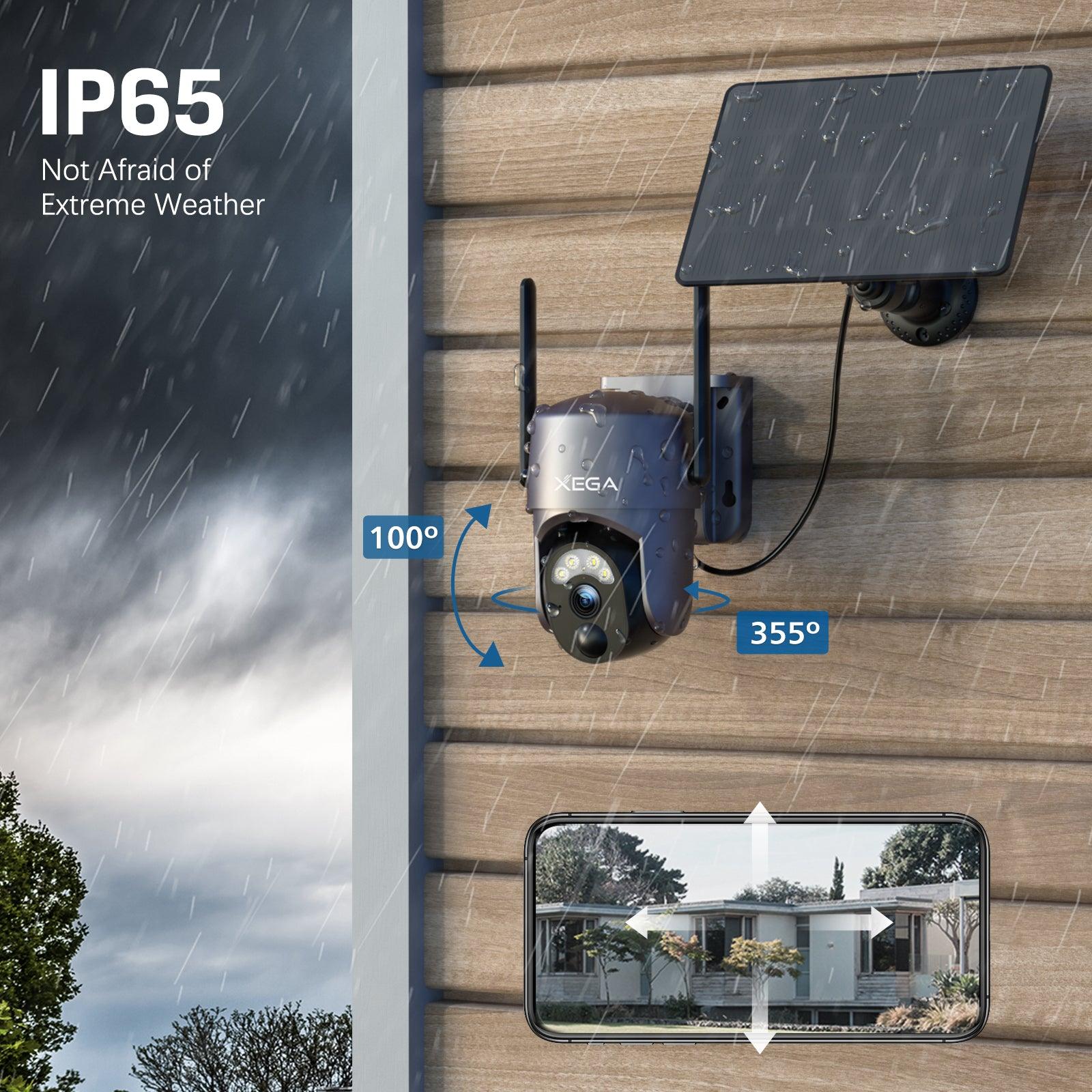 100% Wireless Xega Wi-Fi Outdoor Solar Security Camera with Color Night Vision PIR Human Detection - Xegatech