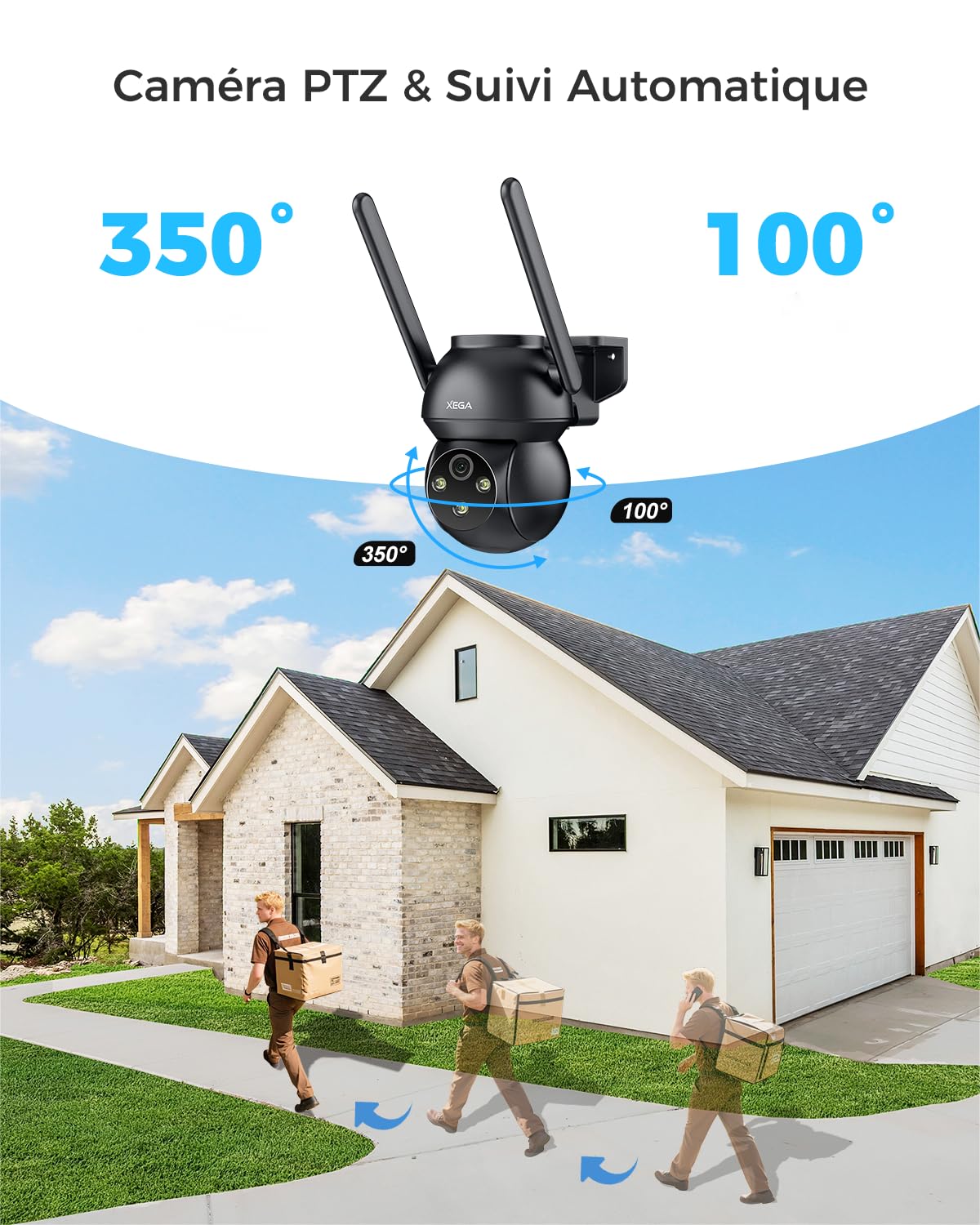 【2ᵉ article à seulement 19,99 €】Xega 4G LTE Caméra Exterieur Filaire,Détection Humaine Suivi Automatique Vision Nocturne Colorée