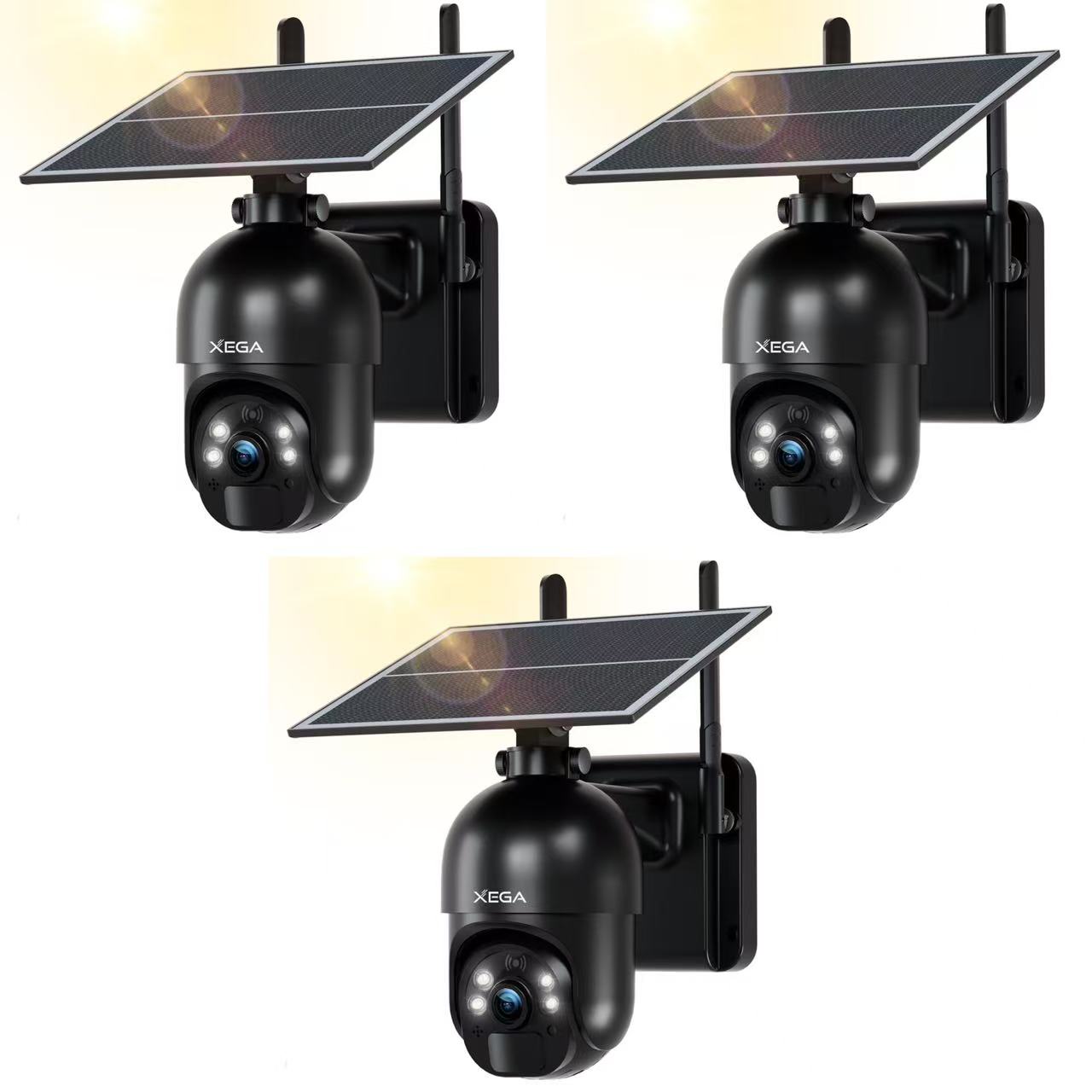 Xega 4G LTE Telecamera Solare Esterno con SIM Scheda 2K HD PTZ Senza Fili | 355°/95°Telecamere