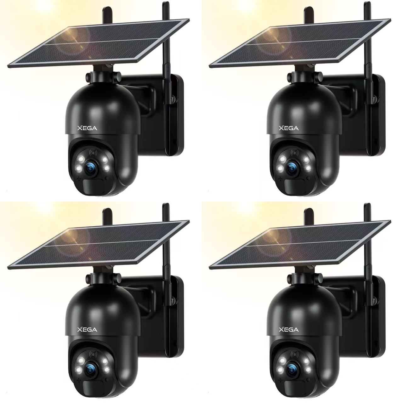 Xega 4G LTE Telecamera Solare Esterno con SIM Scheda 2K HD PTZ Senza Fili | 355°/95°Telecamere
