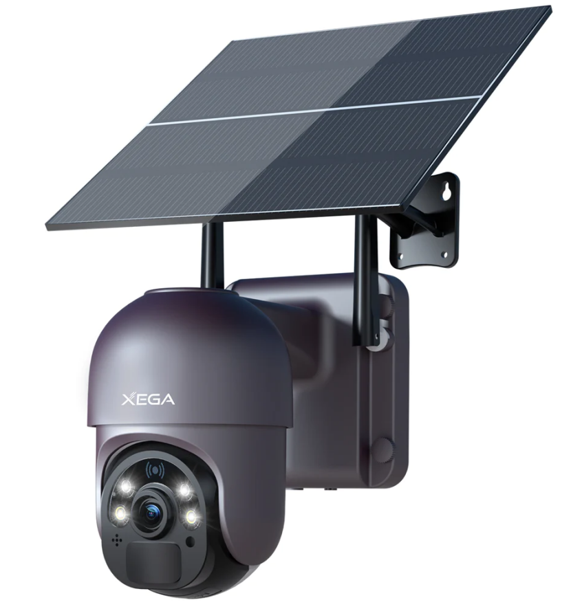 XEGA Telecamera 4G 2K con SIM, Registrazione 24/7 e Pannello Solare da 20 W