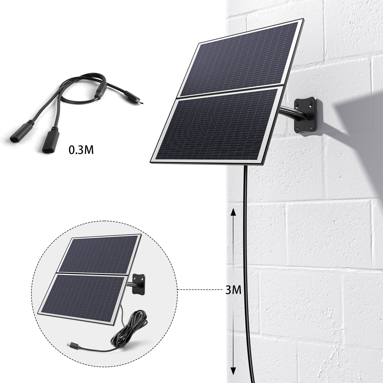 Xega Pannello Solare 20W Type-C Per Telecamera Sorveglianza Esterno