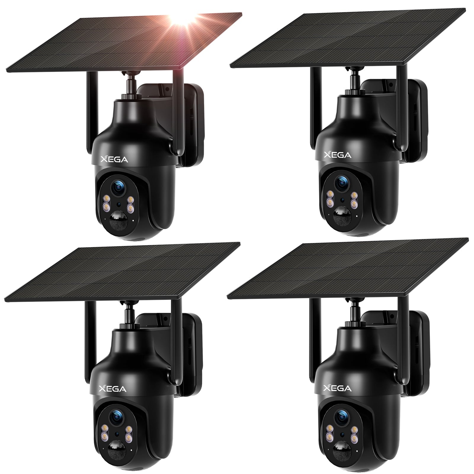 Xega HD PTZ Wireless Outdoor IP Camera Surveillance Rechargeable Battery with Solar Panel, IR Night Vision, 2-Way Audio, PIR Human Detection.