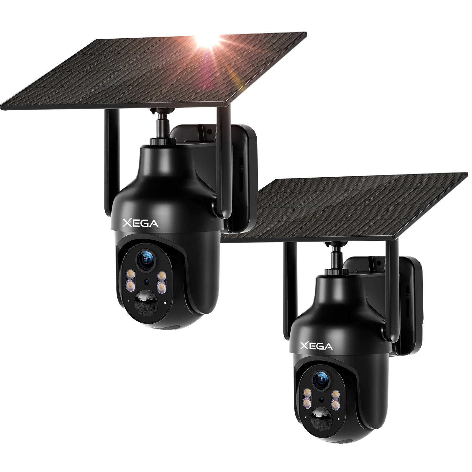 Xega HD PTZ Wireless Outdoor IP Camera Surveillance Rechargeable Battery with Solar Panel, IR Night Vision, 2-Way Audio, PIR Human Detection.