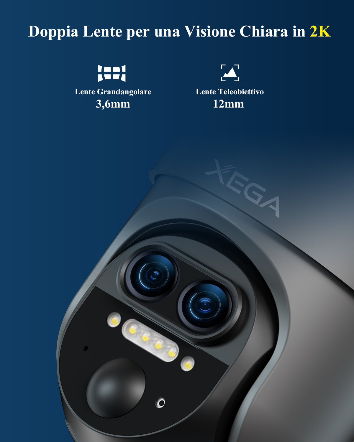 Xega XG-16 4G LTE 12X Zoom Ibrido Telecamera Esterno con SIM Scheda,2K HD PTZ Doppio Obiettivo，30m Visione Notturna,AI Détection Humaine,TF/Cloud