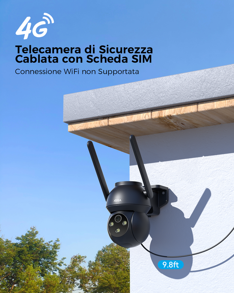XEGA Telecamera 4G Cablata 2K con Registrazione 24/7 e Tracciamento Automatico