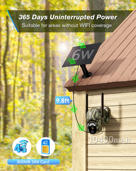 Xega XG-15 4G LTE Solar-Powered Wildlife Camera ¨C 2K PTZ Color Night Vision, Live Streaming, PIR Motion Detection, Cloud Storage/TF Card.