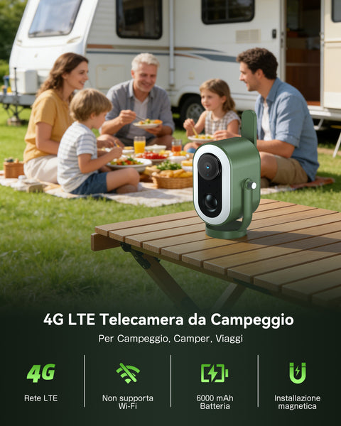Xega 4G LTE Telecamera Magnetica con SIM scheda Senza WiFi Portatile