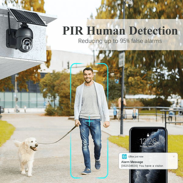 Xega 3G/4G LTE Telecamera Solare Esterno con SIM Scheda 2K HD 355°/95° PTZ Telecamere Senza Fili con Pannello Solare Batterie Visione Notturna Rilevamento del Movimento Audio Bidirezionale Rotazione