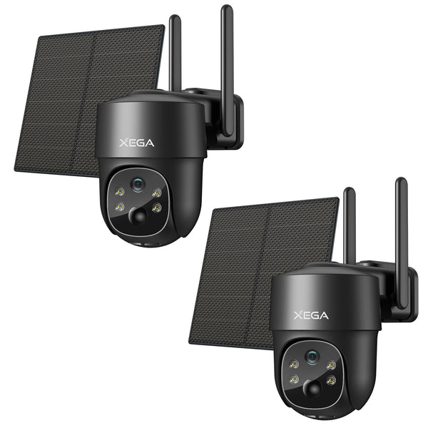 Xega 4G Telecamera Solare Esterno con SIM Scheda, 2K HD PTZ Telecamere Senza Fili con Pannello Solare Batterie, Visione Notturna, Rilevamento del Movimento, Audio Bidirezionale, Rotazione 355°/90°