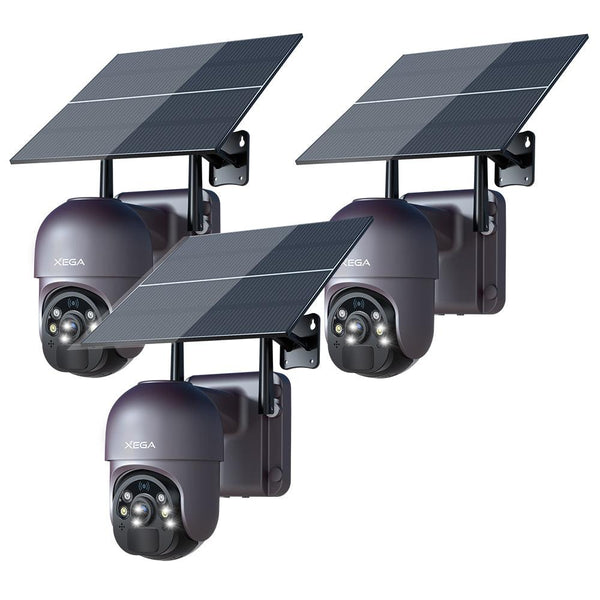Xega Solar No WiFi Security Camera Wireless Outdoor 4G LTE Cellular Security Camera with 20W Solar Panel 20000mAh Built-in Battery - Xegatech