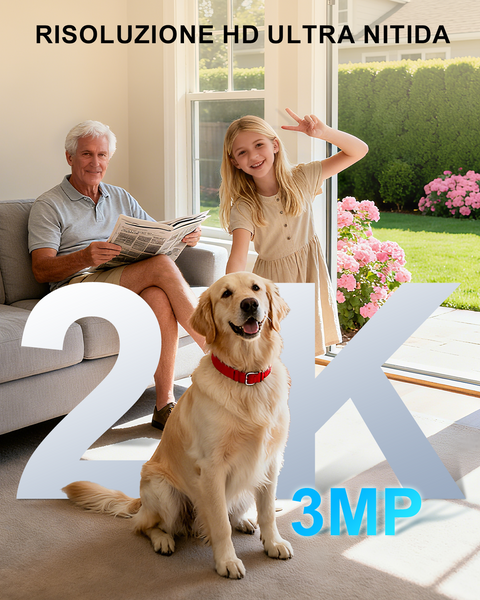 Xega Telecamera 4G Interno SIM, 24/7, 2K Notte, Senza WiFi