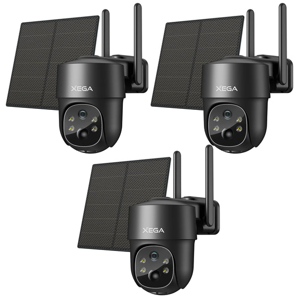 Xega 4G Telecamera Solare Esterno con SIM Scheda, 2K HD PTZ Telecamere Senza Fili con Pannello Solare Batterie, Visione Notturna, Rilevamento del Movimento, Audio Bidirezionale, Rotazione 355°/90°