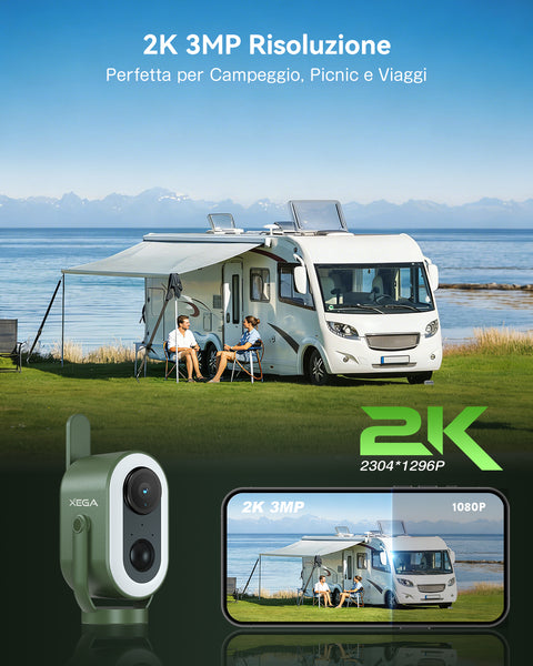 Xega 4G LTE Telecamera Magnetica con SIM scheda Senza WiFi Portatile