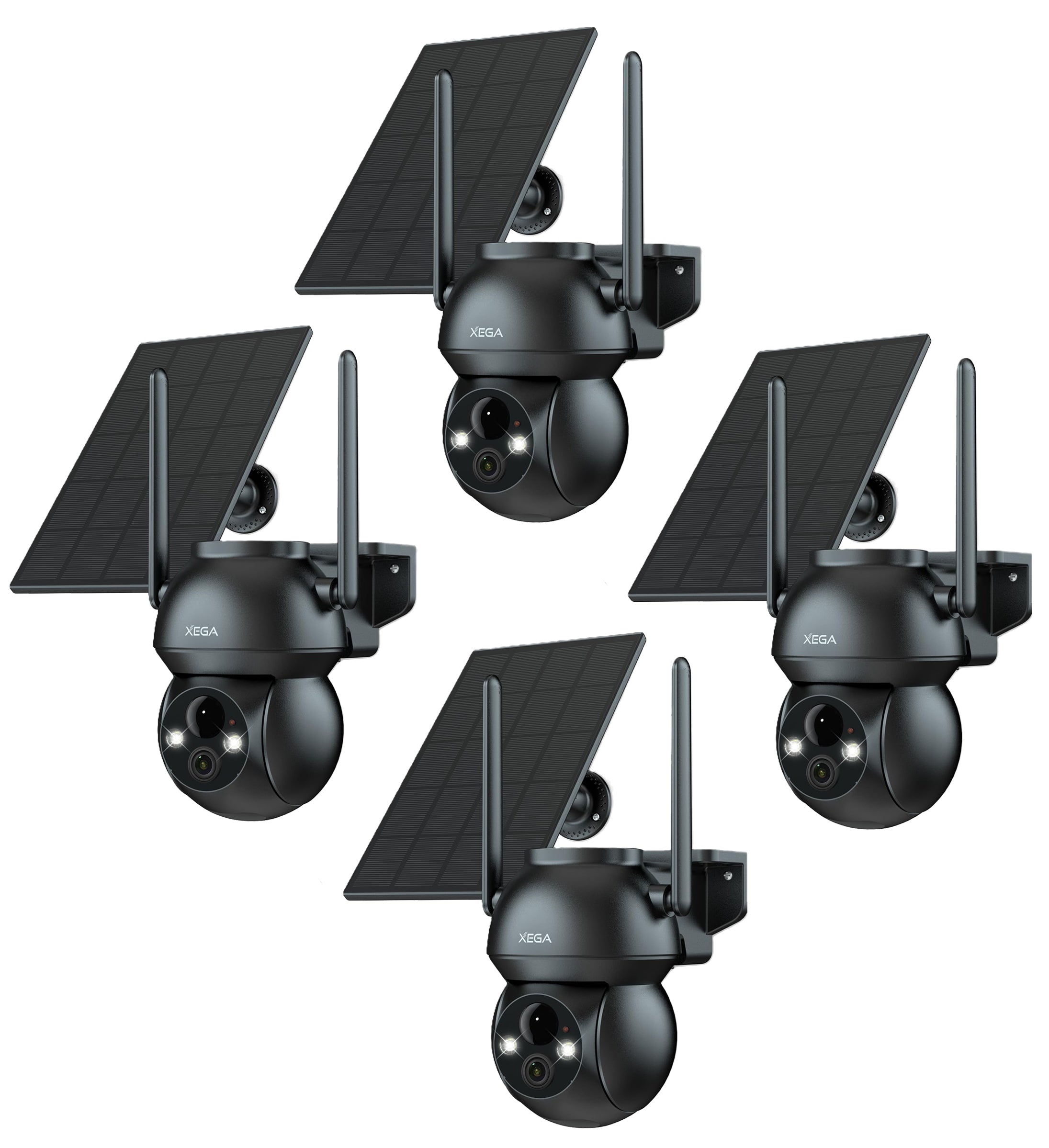 Xega Camera Solaire Exterieur WiFi sans Fil, 2K PTZ IP Camera Surveillance Vision Nocturne Colorée, Détection Humaine PIR, Étanche