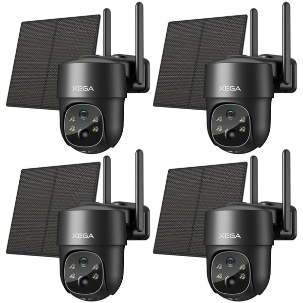 Xega 4G Telecamera Solare Esterno con SIM Scheda, 2K HD PTZ Telecamere Senza Fili con Pannello Solare Batterie, Visione Notturna, Rilevamento del Movimento, Audio Bidirezionale, Rotazione 355°/90°