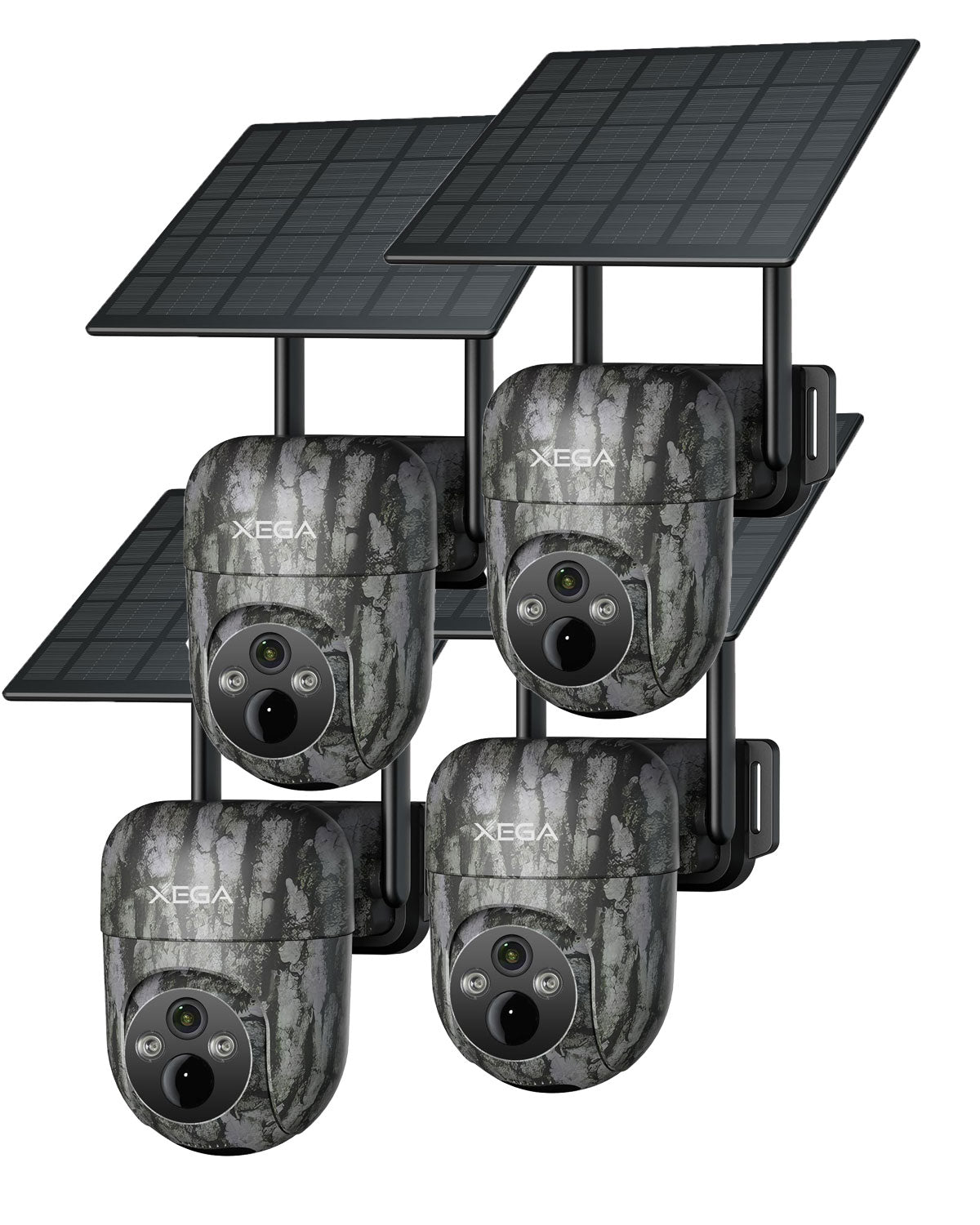 XEGA 4G LTE Camera de Chasse avec Carte Sim, 2K 3MP IP Caméra Solaire Extérieure sans Fil à Batterie, PTZ Projecteur/Sirène Détection de Mouvement Personnalisée