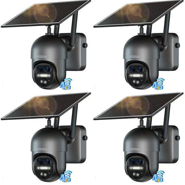 Xega XG-16 4G LTE 12X Zoom Ibrido Telecamera Esterno con SIM Scheda,2K HD PTZ Doppio Obiettivo，30m Visione Notturna,AI Détection Humaine,TF/Cloud