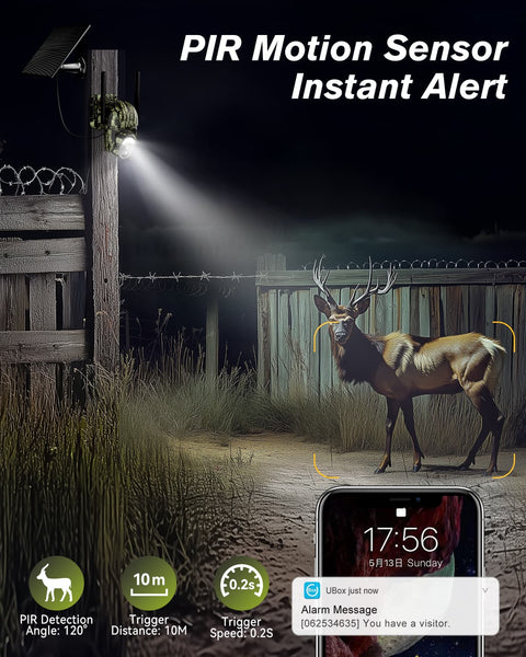 Xega XG-15 4G LTE Solar-Powered Wildlife Camera ¨C 2K PTZ Color Night Vision, Live Streaming, PIR Motion Detection, Cloud Storage/TF Card.