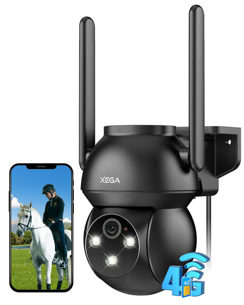 XEGA Telecamera 4G Cablata 2K con Registrazione 24/7 e Tracciamento Automatico