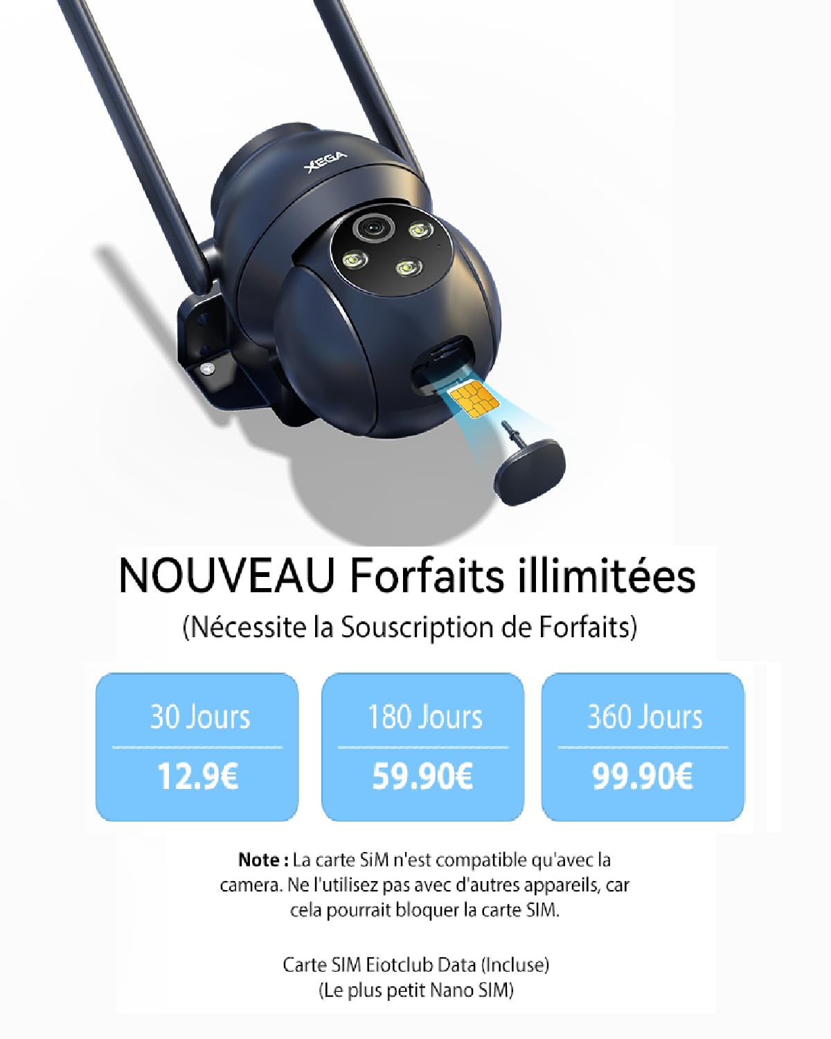 【2ᵉ article à seulement 19,99 €】Xega 4G LTE Caméra Exterieur Filaire,Détection Humaine Suivi Automatique Vision Nocturne Colorée