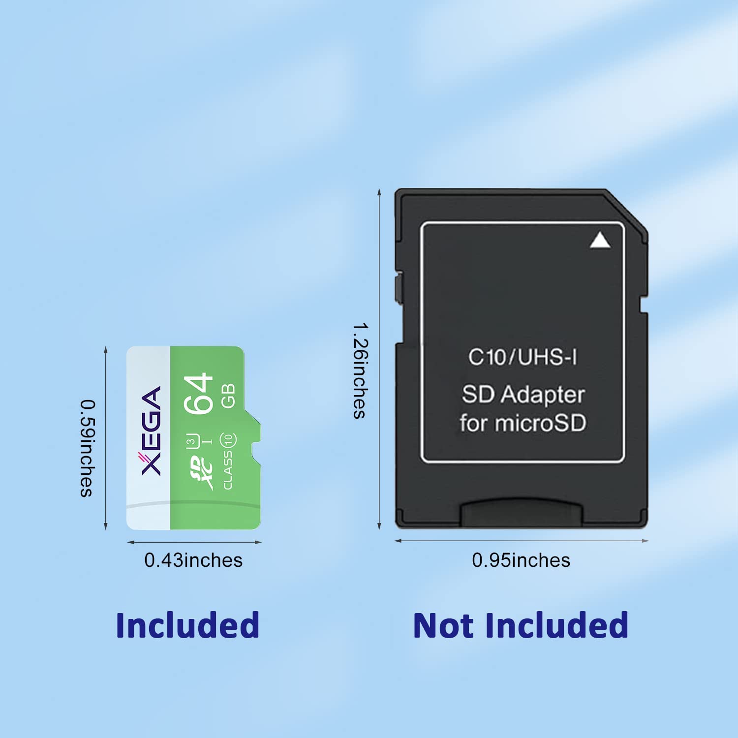 Xega 64GB Memory Card, UHS-I Flash SD Card, High Speed Up to 100MB/s, Class 10, U3, V30, A1, EXFAT TF Card