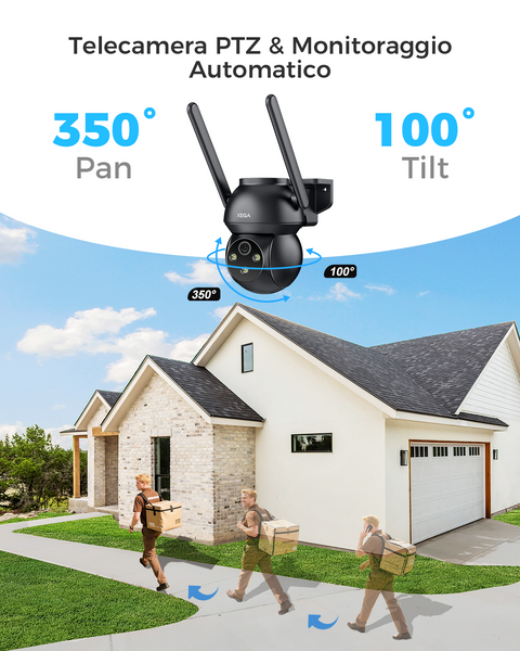 XEGA Telecamera 4G Cablata 2K con Registrazione 24/7 e Tracciamento Automatico