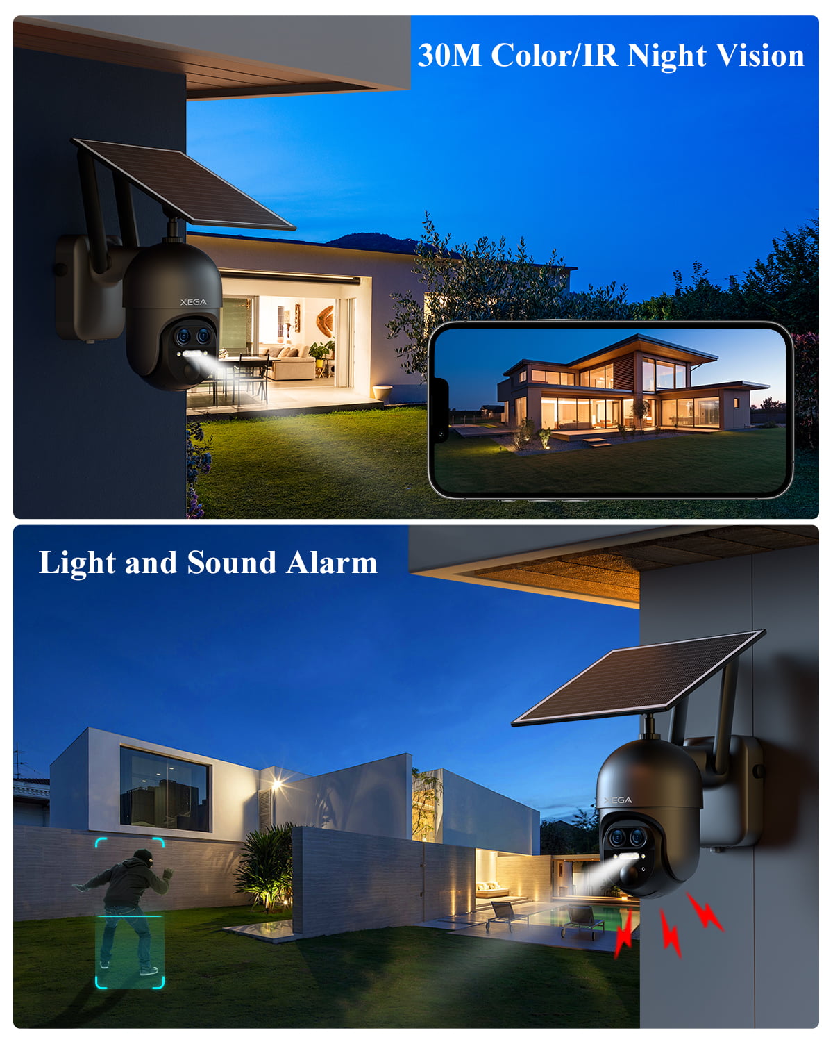 Xega XG-16 4G LTE 12X Hybrid Zoom Outdoor Surveillance Camera,2K PTZ Dual-Lens,10400mAh Battery,PIR/AI Humanoid Detection,30m Colour Night Vision.