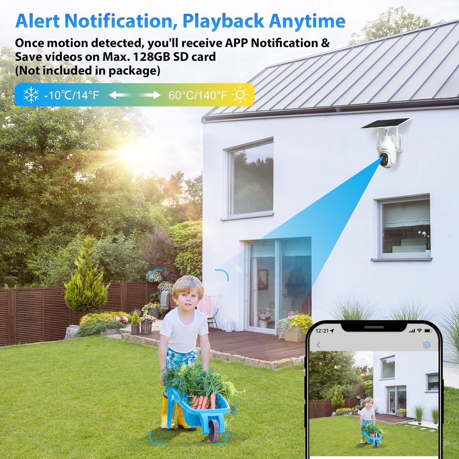 Xega XG-05 4G LTE Cellular Security Camera with SIM Card Without WiFi, PTZ Motion Detection Spotlight & Siren Alert SD & Cloud Storage