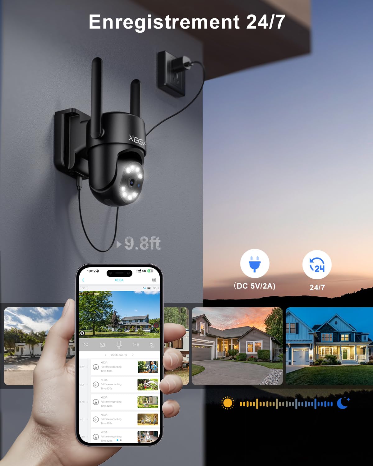 【2ᵉ article à seulement 19,99 €】Xega 4G LTE Caméra Surveillance avec Carte SIM【24/7 Enregistrement】, AI Détection Humaine Suivi