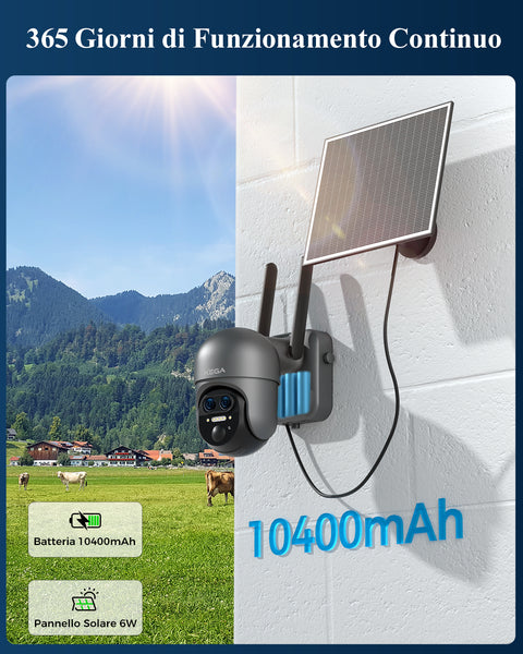 Xega XG-16 4G LTE 12X Zoom Ibrido Telecamera Esterno con SIM Scheda,2K HD PTZ Doppio Obiettivo，30m Visione Notturna,AI Détection Humaine,TF/Cloud