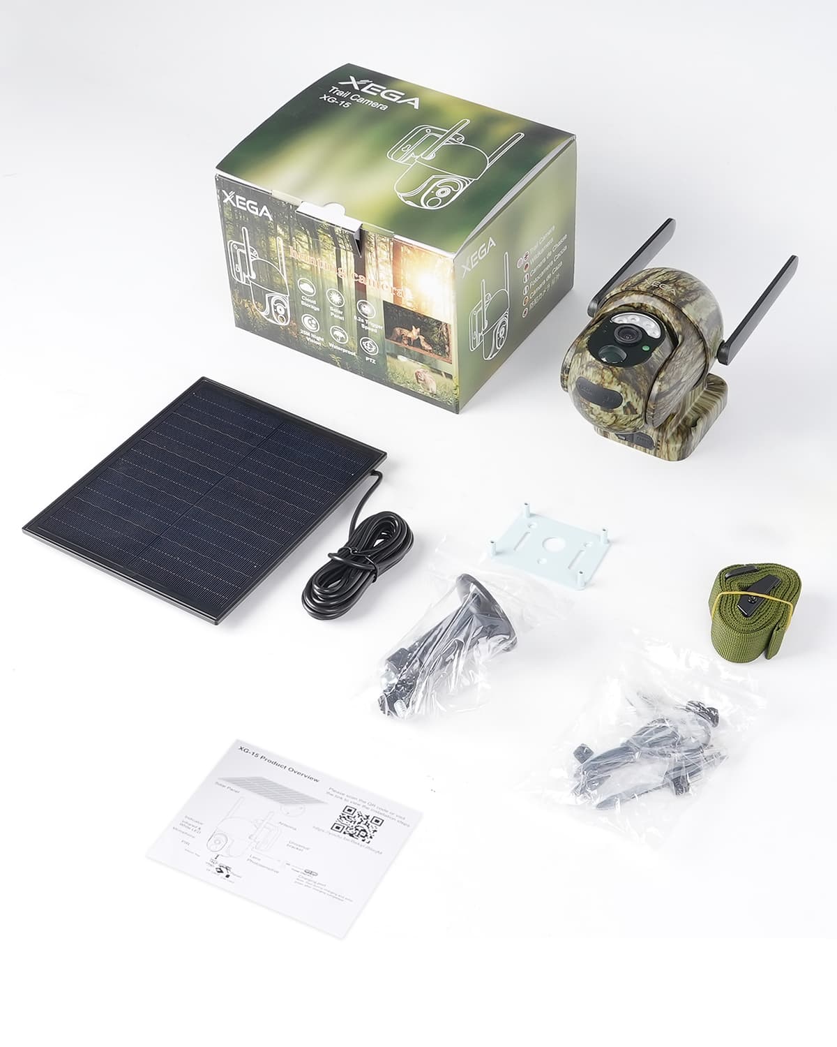 Xega XG-15 4G LTE Solar-Powered Wildlife Camera ¨C 2K PTZ Color Night Vision, Live Streaming, PIR Motion Detection, Cloud Storage/TF Card.
