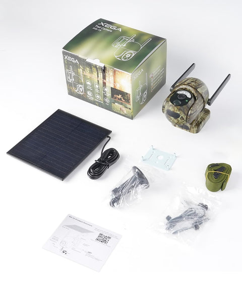 Xega XG-15 4G LTE Solar-Powered Wildlife Camera ¨C 2K PTZ Color Night Vision, Live Streaming, PIR Motion Detection, Cloud Storage/TF Card.