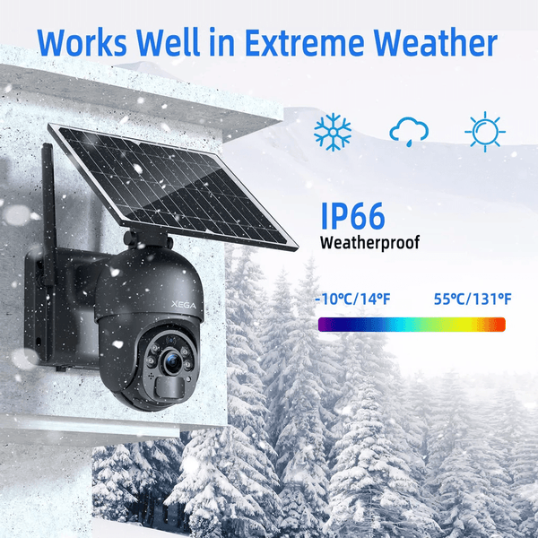 Xega 3G/4G LTE Telecamera Solare Esterno con SIM Scheda 2K HD 355°/95° PTZ Telecamere Senza Fili con Pannello Solare Batterie Visione Notturna Rilevamento del Movimento Audio Bidirezionale Rotazione