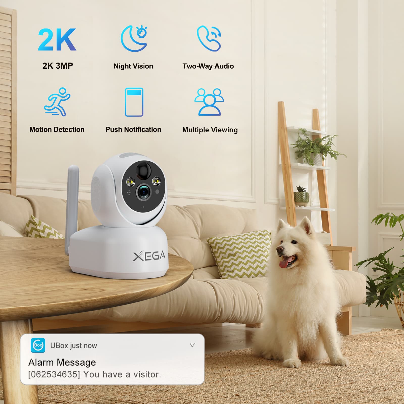 Xega 4G LTE Telecamera Interno con Sim/ 7800mAh Batteria senza Fili, 360° PTZ Telecamera Senza WiFi, 2K Videocamera Sorveglianza Interno con Visione Notturna a Colori, PIR Rilevamento, IP65