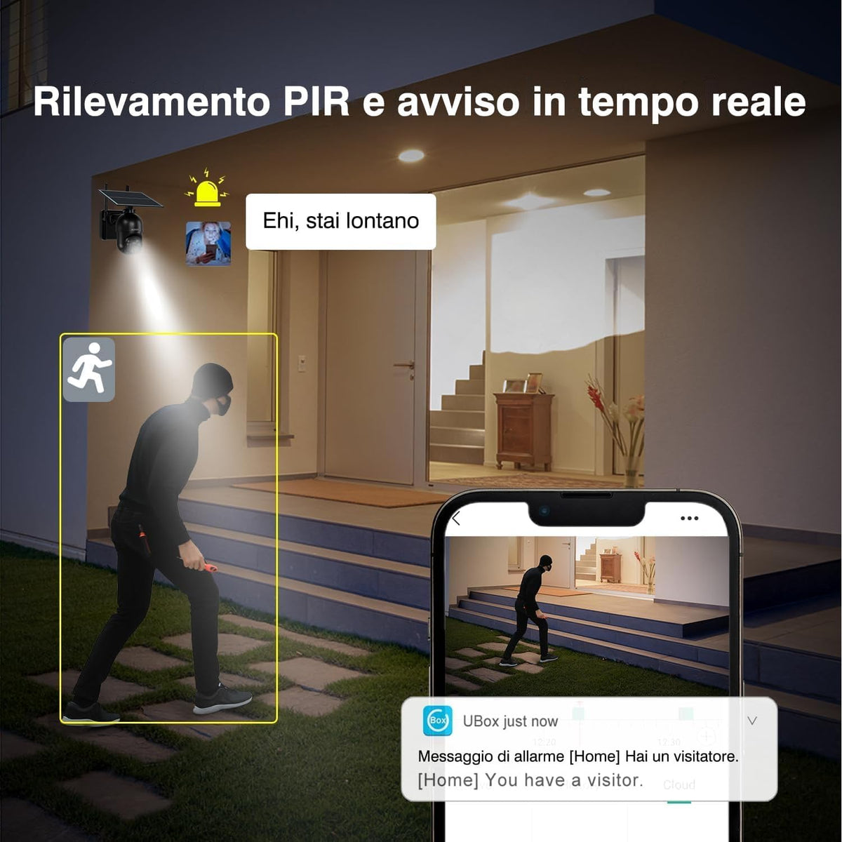 Xega 4G LTE Telecamera Solare Esterno con SIM Scheda 2K HD PTZ Senza Fili | 355°/95°Telecamere