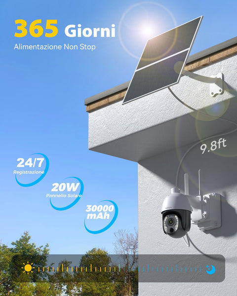 Xega 5MP【10X Zoom Ottico】 4G LTE Telecamera con SIM 24/7 Registrazione
