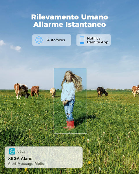 Xega 5MP【10X Zoom Ottico】 4G LTE Telecamera con SIM 24/7 Registrazione