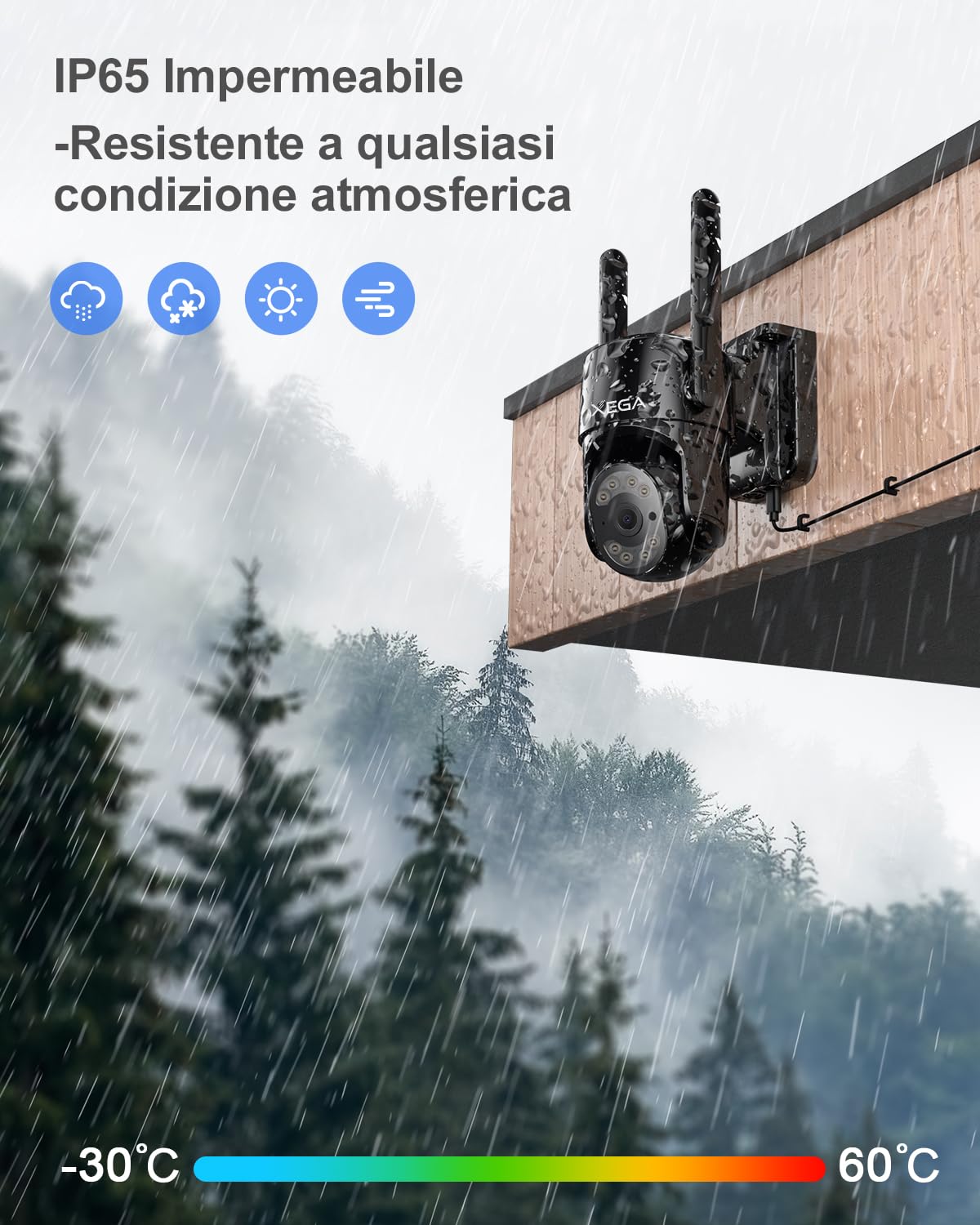 【2° articolo a soli 19,99 €】Xega 4G Telecamera Esterno con Scheda SIM【24/7 Registrazione】 Cablato