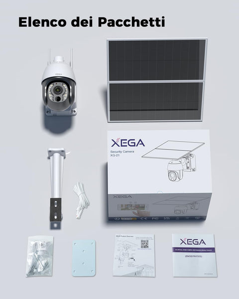 Xega 5MP【10X Zoom Ottico】 4G LTE Telecamera con SIM 24/7 Registrazione