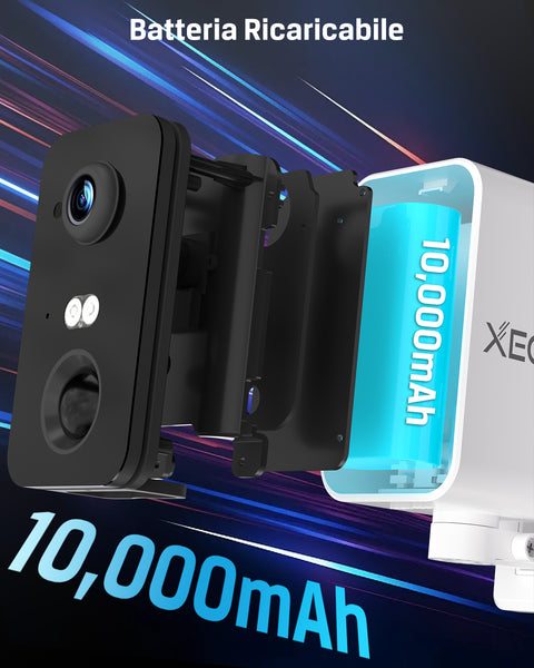 Xega Telecamera Sorveglianza 4G LTE Portatile con SIM