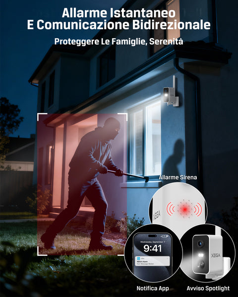 Xega Telecamera Sorveglianza 4G LTE Portatile con SIM