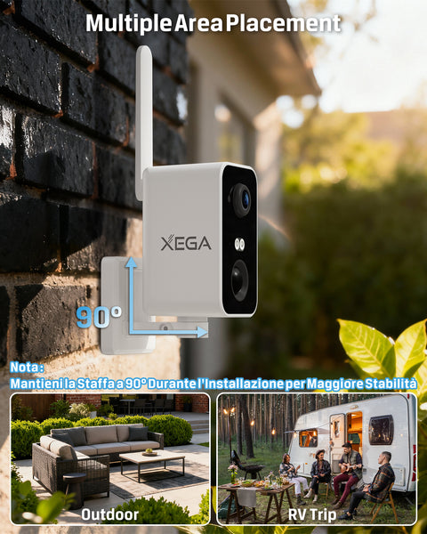 Xega Telecamera Sorveglianza 4G LTE Portatile con SIM