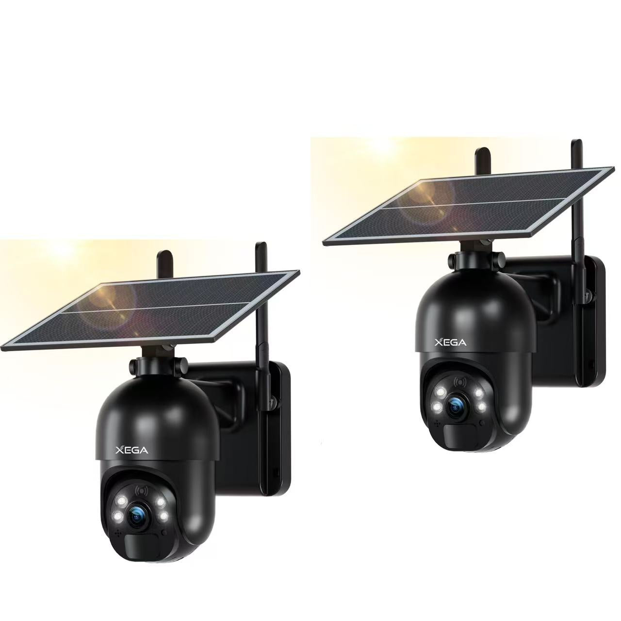 Xega 4G LTE Telecamera Solare Esterno con SIM Scheda 2K HD PTZ Senza Fili | 355°/95°Telecamere