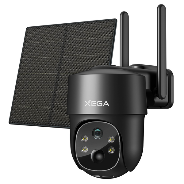 Xega 4G Telecamera Solare Esterno con SIM Scheda, 2K HD PTZ Telecamere Senza Fili con Pannello Solare Batterie, Visione Notturna, Rilevamento del Movimento, Audio Bidirezionale, Rotazione 355°/90°
